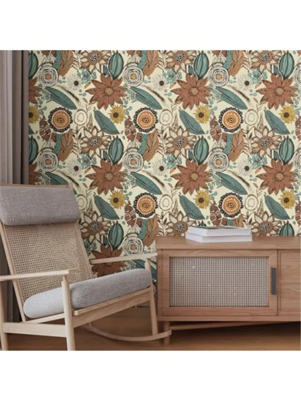 Boho Floral Peel Stick Wallpaper Vintage Botanical Removable Contact Paper Roll